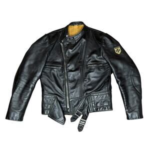 Vintage Harro Black Leather Motorcycle Jacket